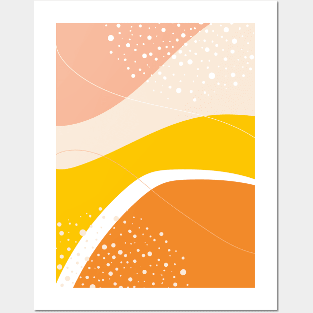 Modern Abstract Organic Shapes in Pink, Yellow and Orange Wall Art by tramasdesign